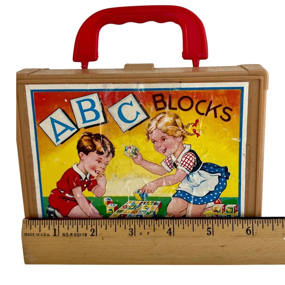 Cube Puzzle EICHHORN Alphabet Number Picture Wooden Germany Vintage Toy Set